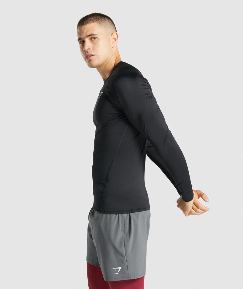 Men's Gymshark Element Baselayer Long Sleeve T-Shirts Black | USA  4687-OASEX