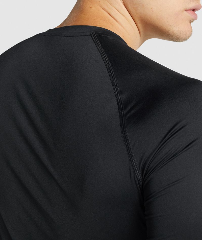 Men's Gymshark Element Baselayer Long Sleeve T-Shirts Black | USA  4687-OASEX