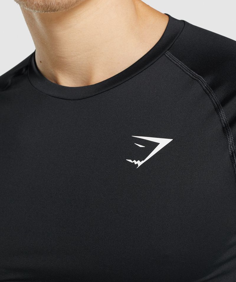 Men's Gymshark Element Baselayer Long Sleeve T-Shirts Black | USA  4687-OASEX