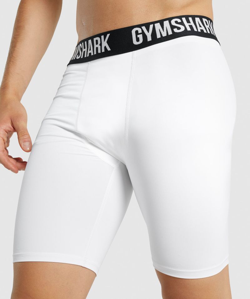 Men's Gymshark Element Baselayer Shorts White | USA  0358-OSWMQ