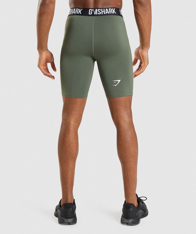 Men's Gymshark Element Baselayer Shorts Olive | USA  5194-KBCMT