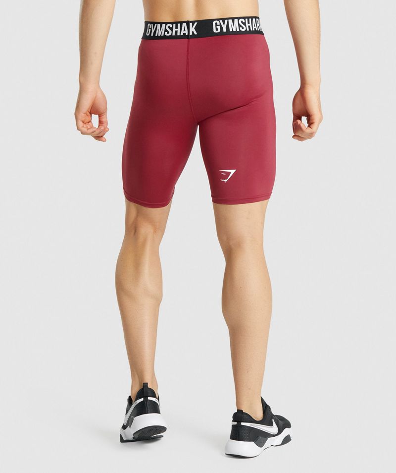 Men's Gymshark Element Baselayer Shorts Burgundy | USA  5623-TMKLC