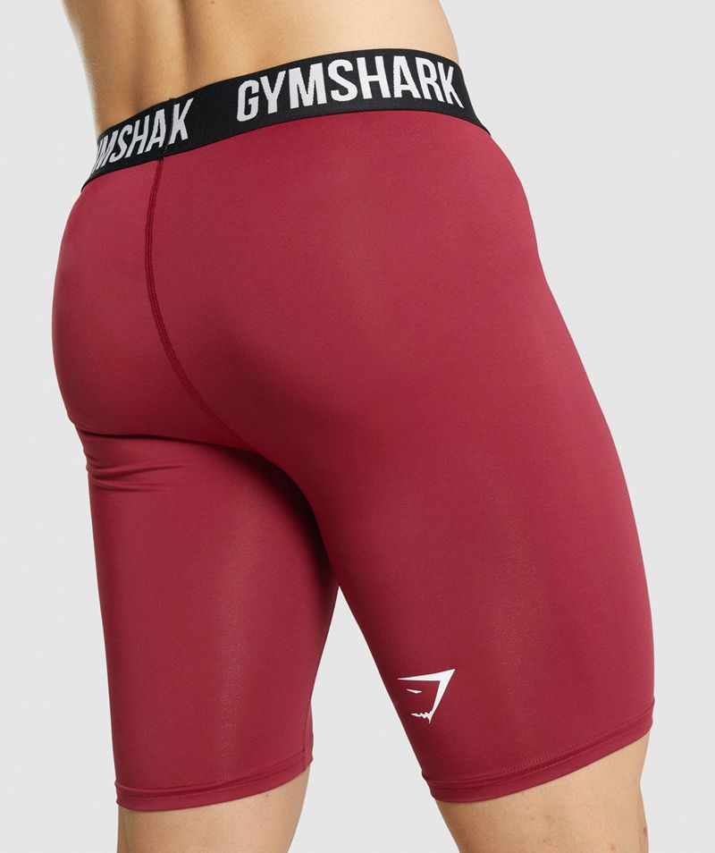 Men's Gymshark Element Baselayer Shorts Burgundy | USA  5623-TMKLC