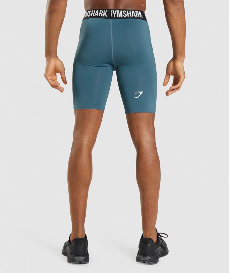 Men's Gymshark Element Baselayer Shorts Turquoise | USA  9860-VUWHE