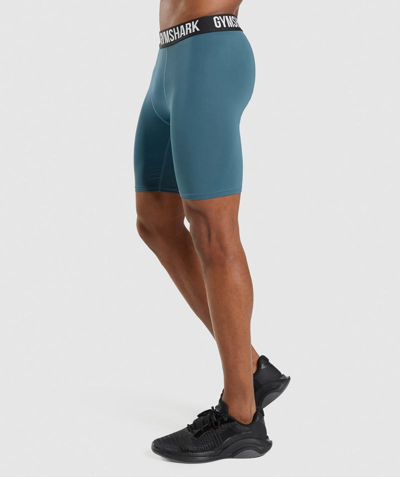 Men's Gymshark Element Baselayer Shorts Turquoise | USA  9860-VUWHE