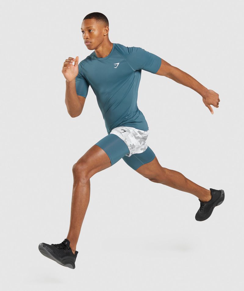 Men's Gymshark Element Baselayer Shorts Turquoise | USA  9860-VUWHE