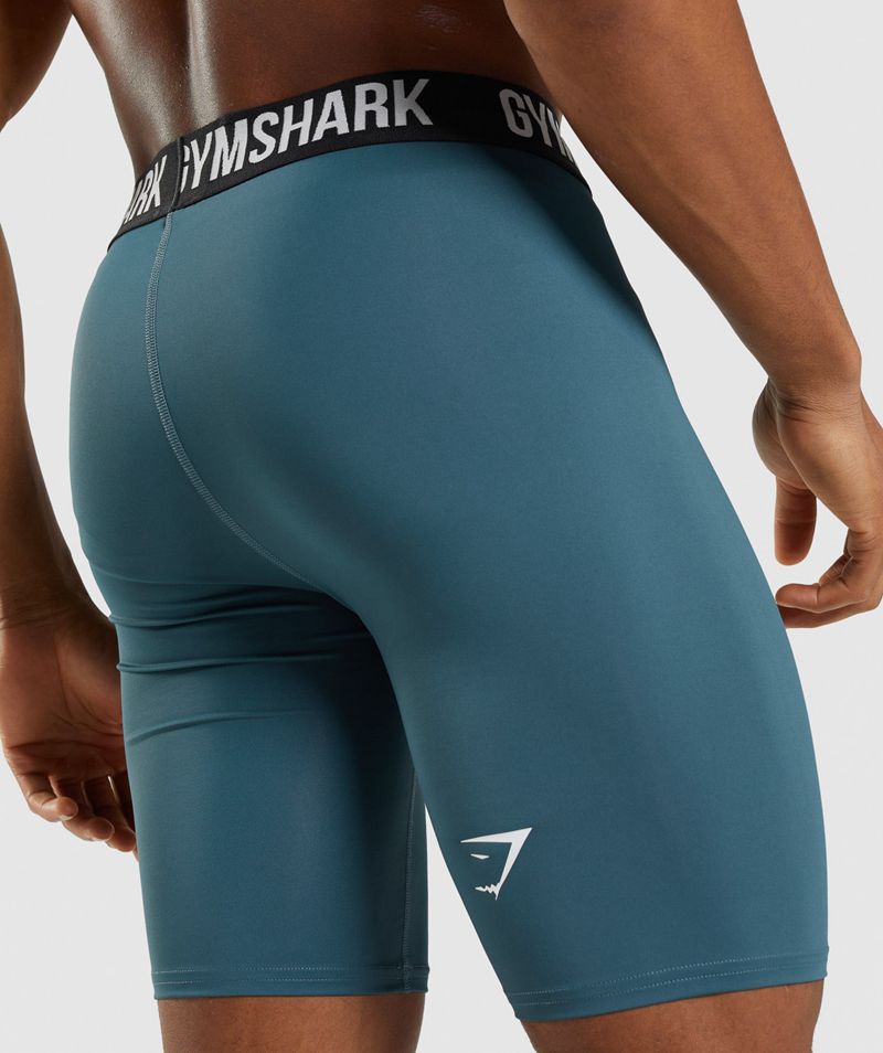 Men's Gymshark Element Baselayer Shorts Turquoise | USA  9860-VUWHE