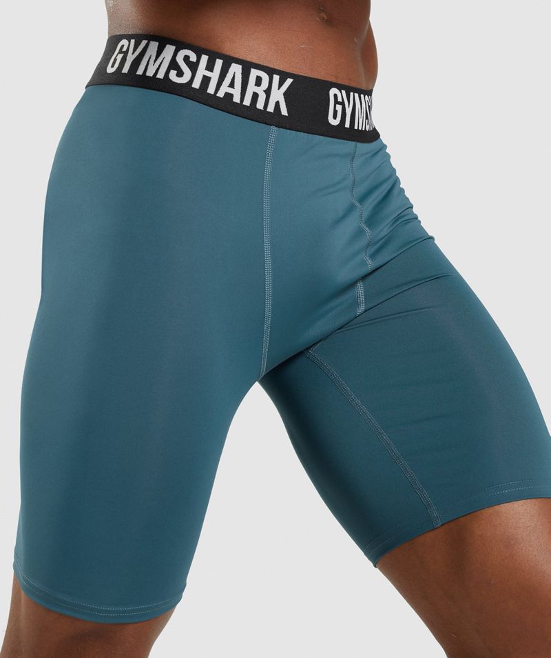 Men's Gymshark Element Baselayer Shorts Turquoise | USA  9860-VUWHE