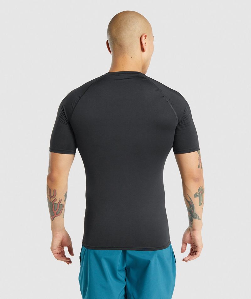 Men's Gymshark Element Baselayer T-Shirts Black | USA  5938-QVZUC