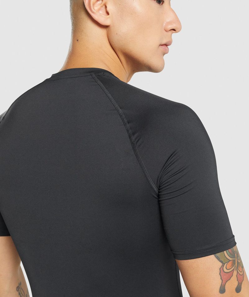 Men's Gymshark Element Baselayer T-Shirts Black | USA  5938-QVZUC