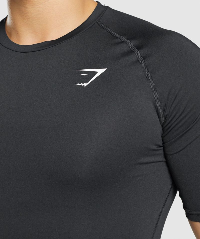 Men's Gymshark Element Baselayer T-Shirts Black | USA  5938-QVZUC