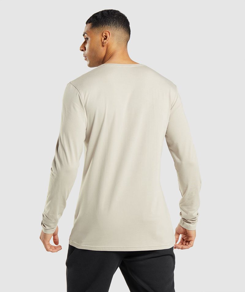 Men's Gymshark Essential Long Sleeve T-Shirts Grey | USA  8735-PKQEW