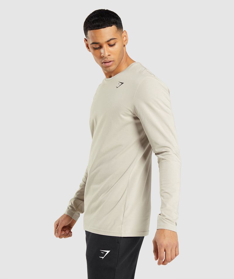 Men's Gymshark Essential Long Sleeve T-Shirts Grey | USA  8735-PKQEW