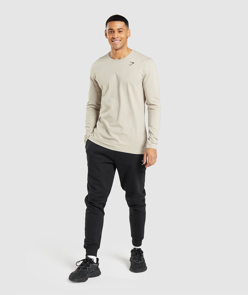 Men's Gymshark Essential Long Sleeve T-Shirts Grey | USA  8735-PKQEW