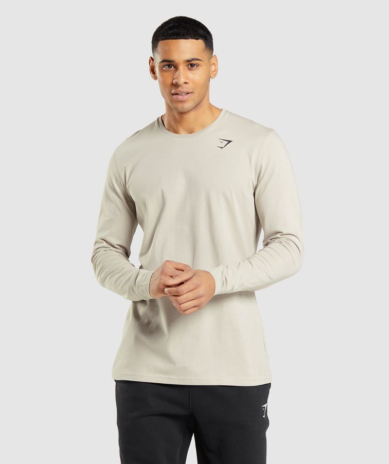 Men\'s Gymshark Essential Long Sleeve T-Shirts Grey | USA  8735-PKQEW