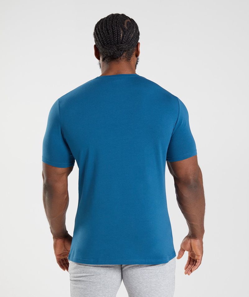 Men's Gymshark Essential T-Shirts Blue | USA  2180-GIVCL