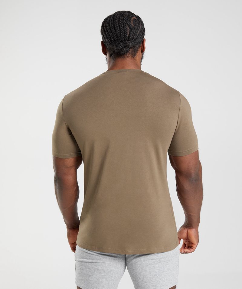 Men's Gymshark Essential T-Shirts Brown | USA  4532-TDFPI