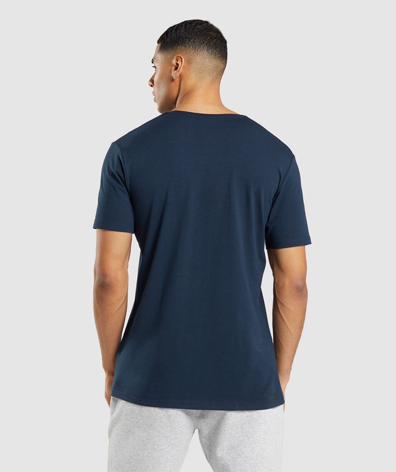 Men's Gymshark Essential T-Shirts Navy | USA  6802-CFBMV