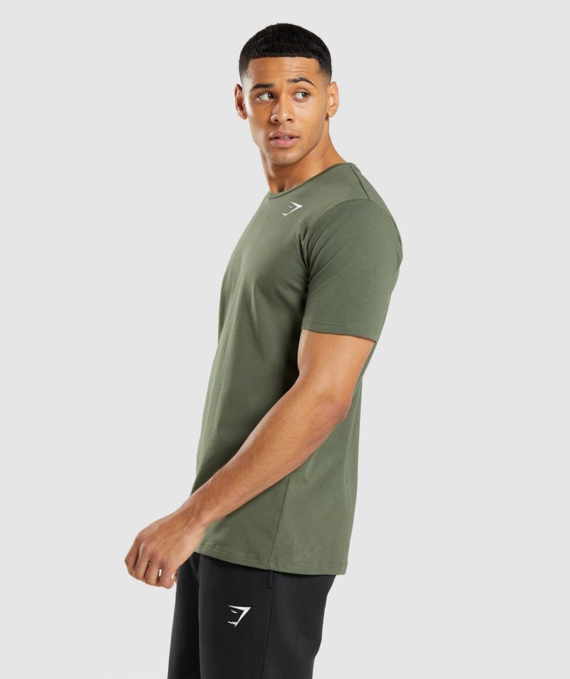 Men's Gymshark Essential T-Shirts Olive | USA  9634-TCOYR