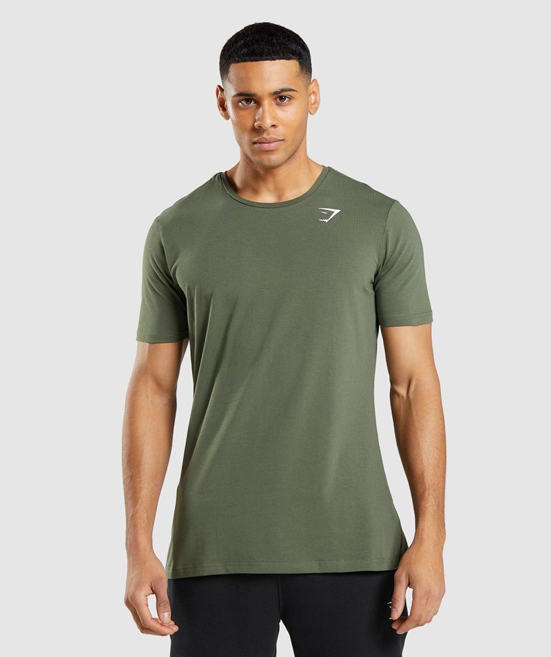 Men\'s Gymshark Essential T-Shirts Olive | USA  9634-TCOYR