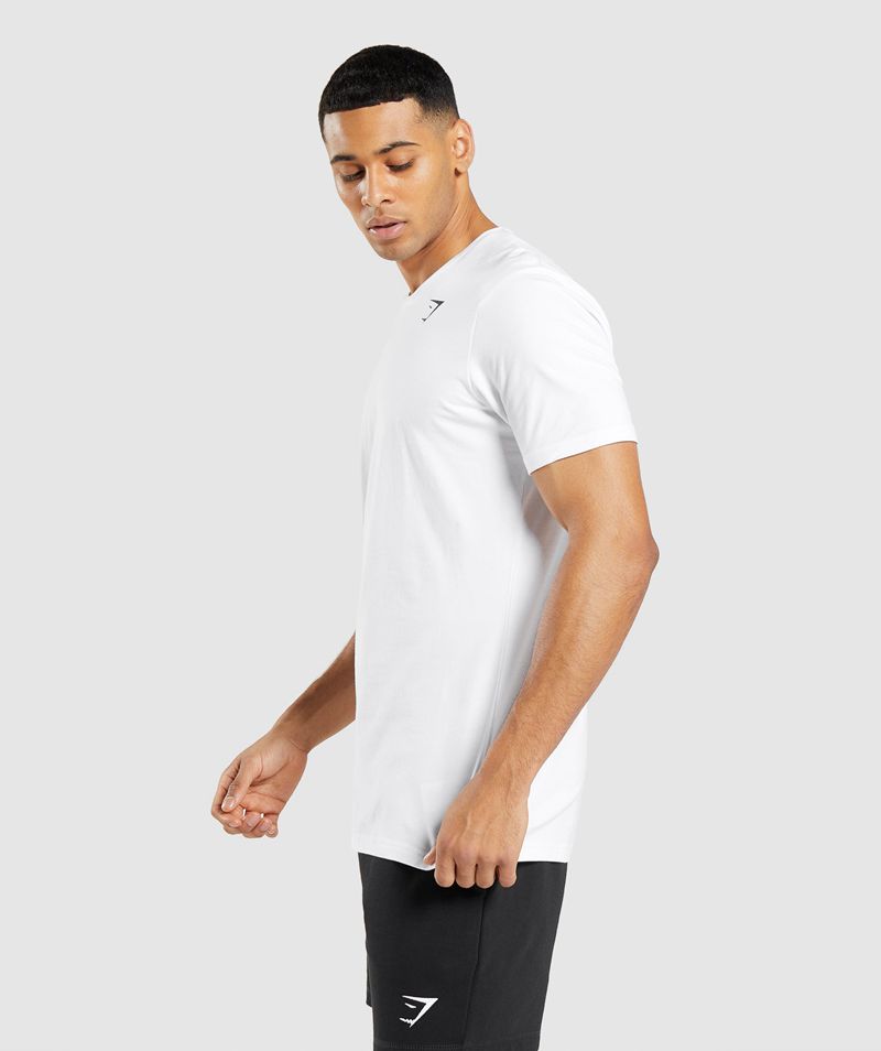 Men's Gymshark Essential T-Shirts White | USA  2980-AEGYI