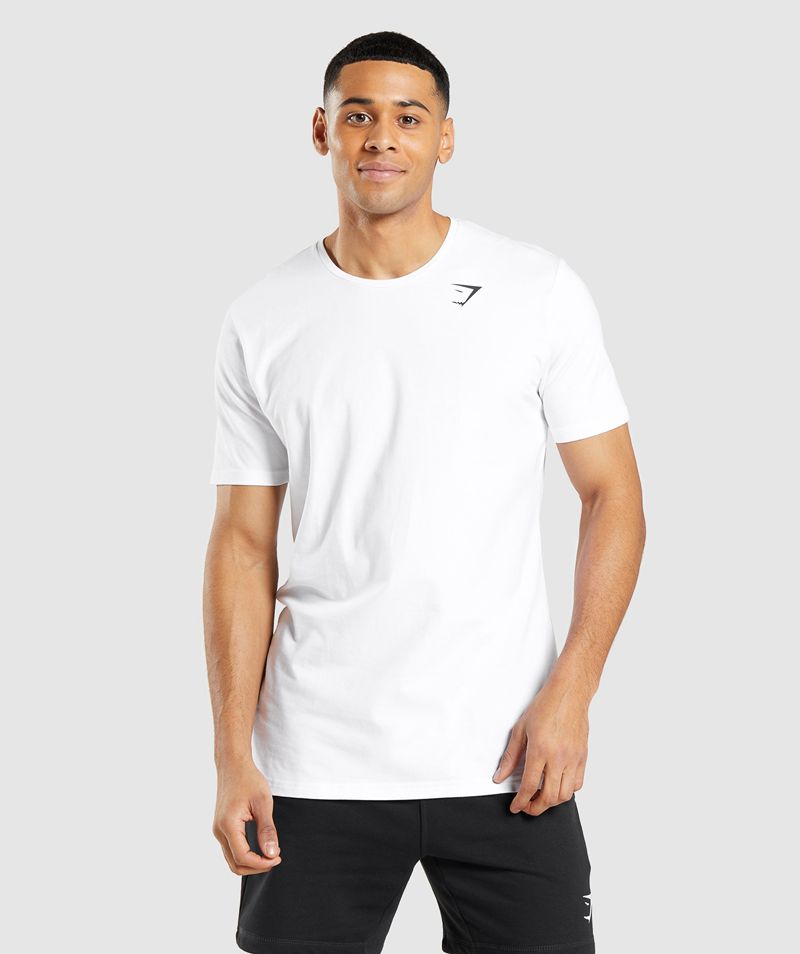 Men\'s Gymshark Essential T-Shirts White | USA  2980-AEGYI