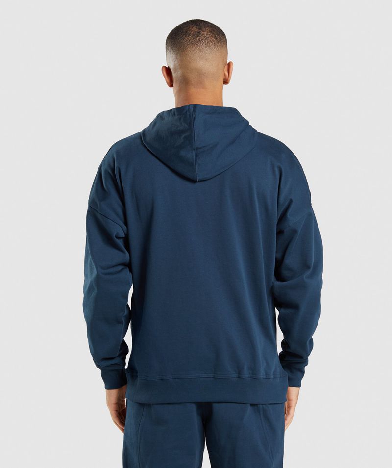 Men's Gymshark Essential Zip Up Hoodie Navy | USA  5718-ASLRJ