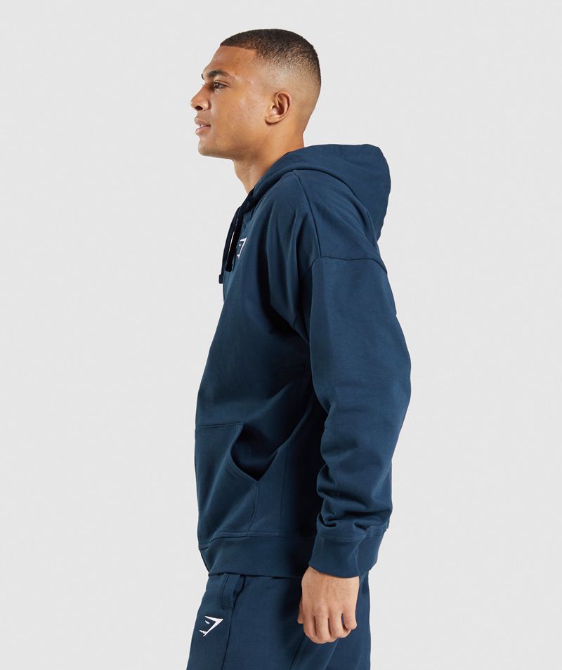 Men's Gymshark Essential Zip Up Hoodie Navy | USA  5718-ASLRJ