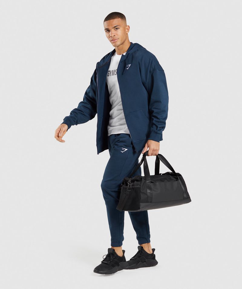 Men's Gymshark Essential Zip Up Hoodie Navy | USA  5718-ASLRJ