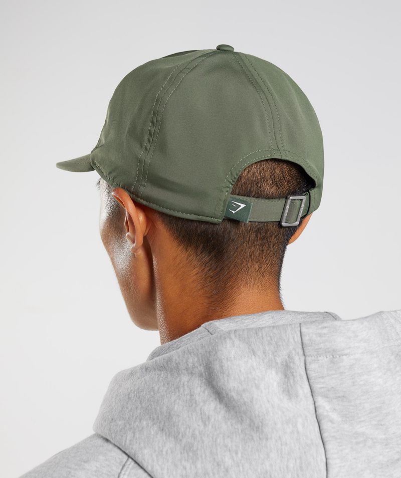 Men's Gymshark Flat Peak Caps Olive | USA  6581-QIFWZ