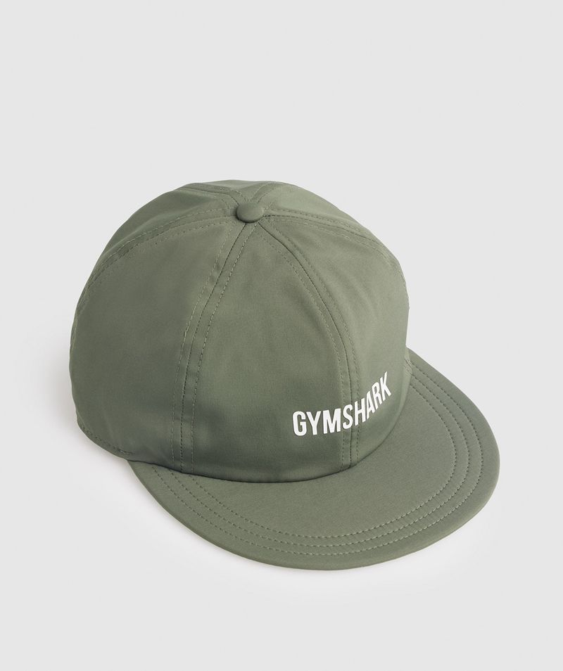 Men's Gymshark Flat Peak Caps Olive | USA  6581-QIFWZ