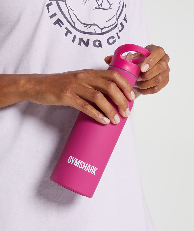 Men\'s Gymshark Flip Straw Water Bottles Pink | USA  6785-ZXDAB