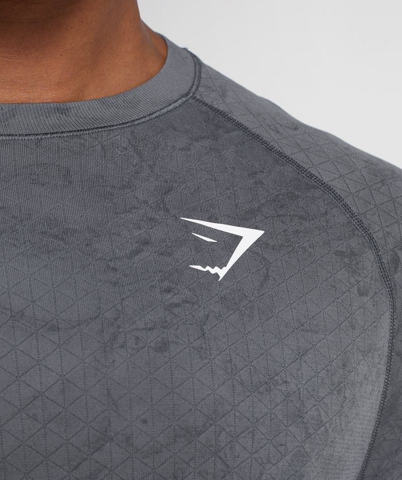 Men's Gymshark Geo Seamless Long Sleeve T-Shirts Grey | USA  5478-SLTIZ