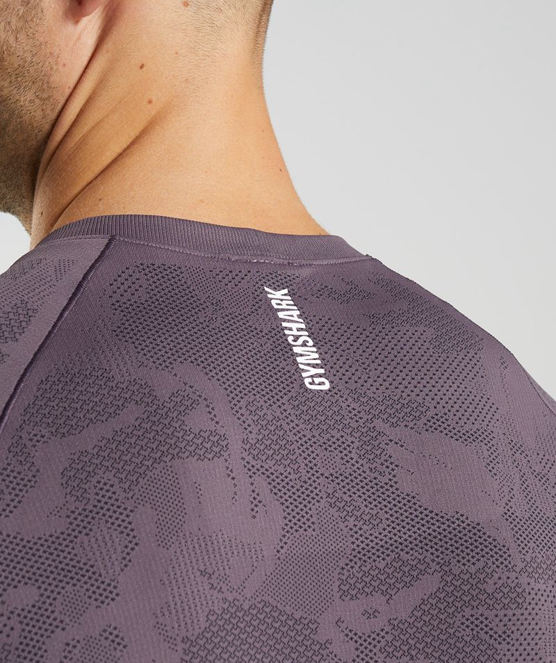 Men's Gymshark Geo Seamless Long Sleeve T-Shirts Purple | USA  6380-DJVYW