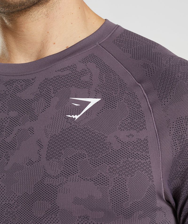 Men's Gymshark Geo Seamless Long Sleeve T-Shirts Purple | USA  6380-DJVYW