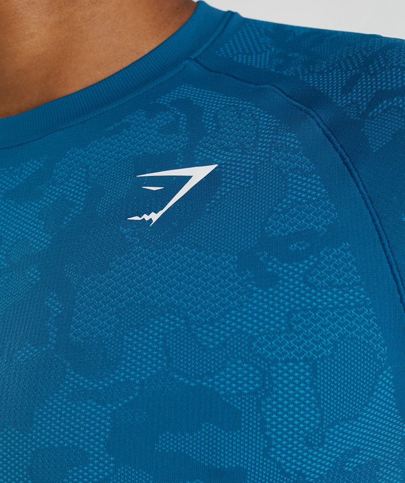 Men's Gymshark Geo Seamless T-Shirts Blue | USA  3912-TZODA