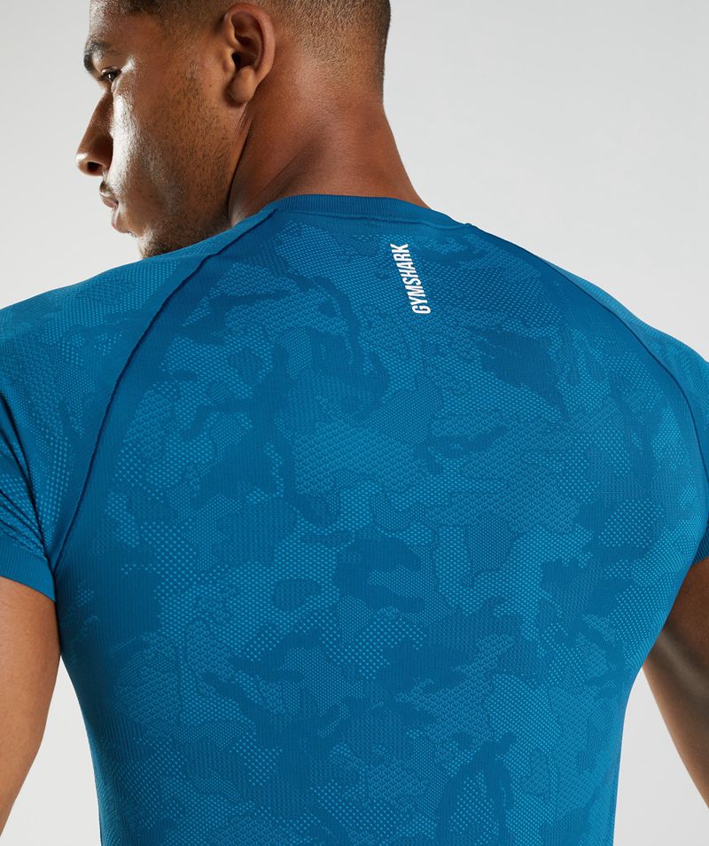 Men's Gymshark Geo Seamless T-Shirts Blue | USA  3912-TZODA