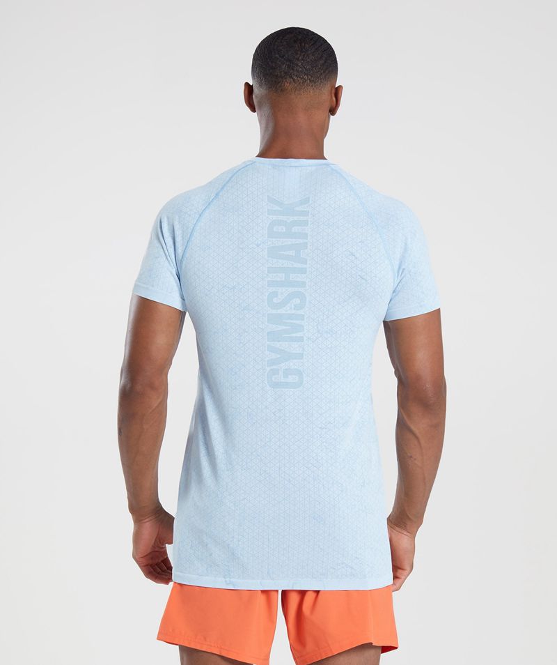 Men's Gymshark Geo Seamless T-Shirts Blue | USA  4612-GVJSZ