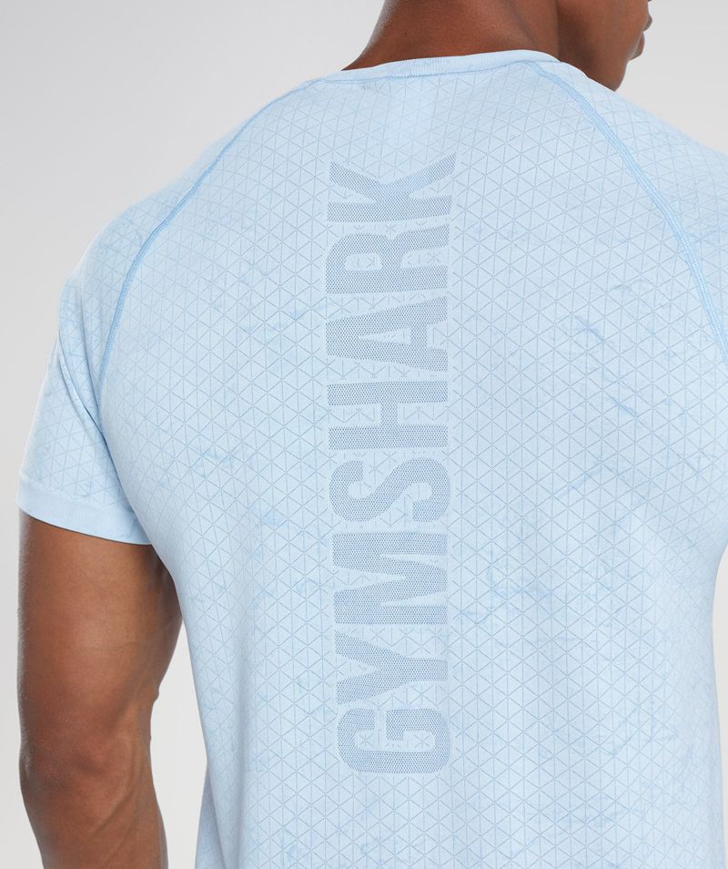 Men's Gymshark Geo Seamless T-Shirts Blue | USA  4612-GVJSZ