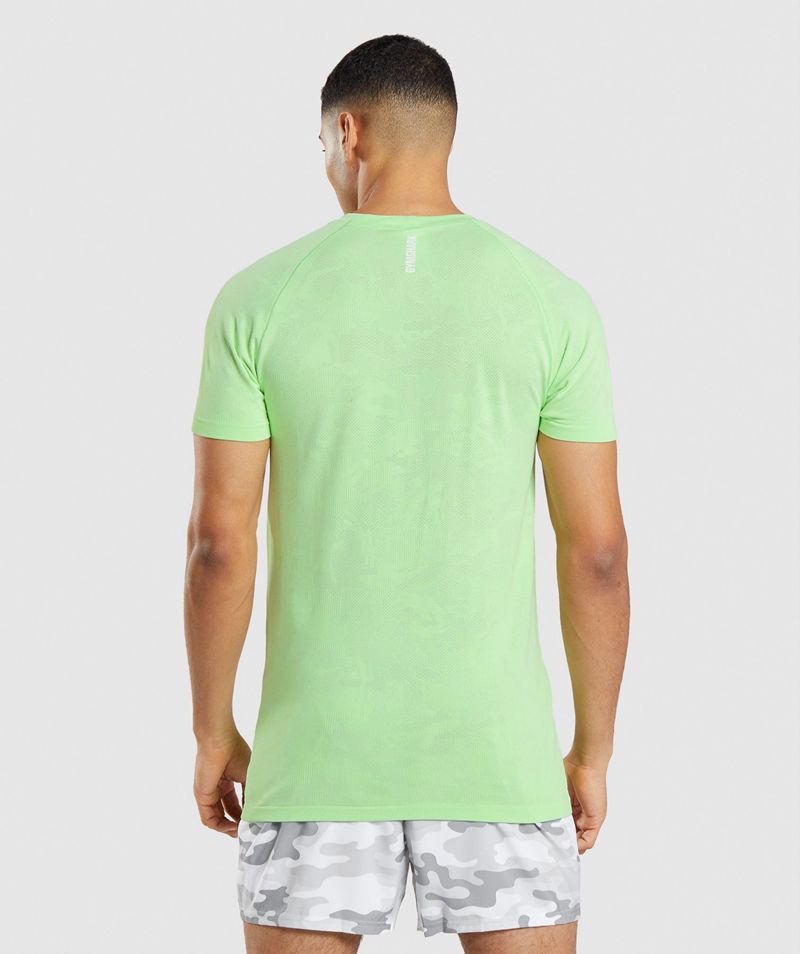 Men's Gymshark Geo Seamless T-Shirts Green | USA  5786-QEDXY