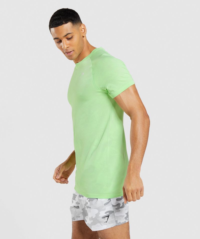 Men's Gymshark Geo Seamless T-Shirts Green | USA  5786-QEDXY