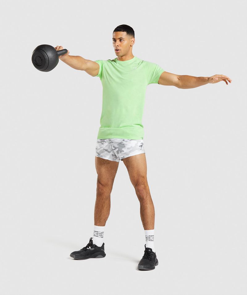 Men's Gymshark Geo Seamless T-Shirts Green | USA  5786-QEDXY