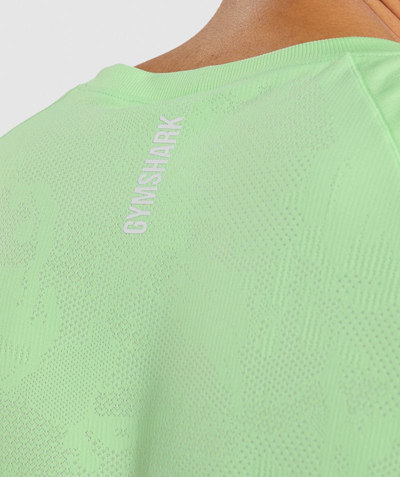 Men's Gymshark Geo Seamless T-Shirts Green | USA  5786-QEDXY