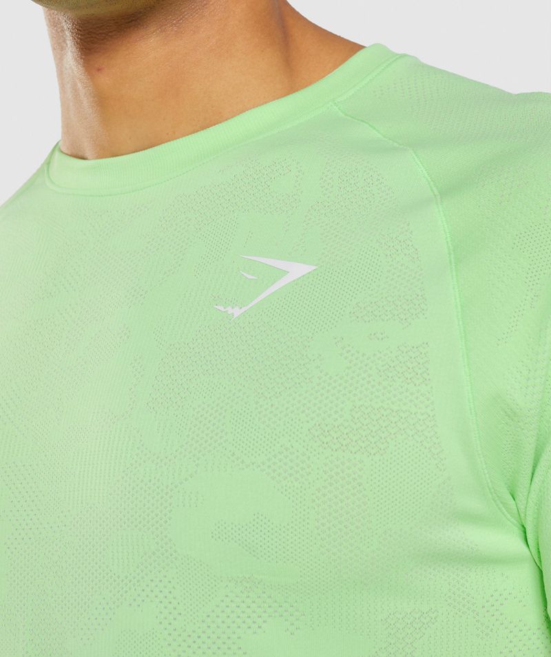 Men's Gymshark Geo Seamless T-Shirts Green | USA  5786-QEDXY