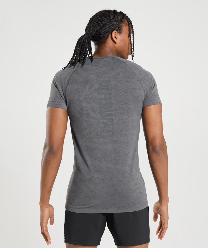 Men's Gymshark Geo Seamless T-Shirts Grey | USA  6275-LSPYC