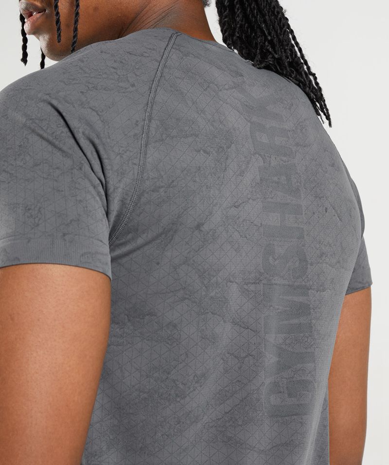 Men's Gymshark Geo Seamless T-Shirts Grey | USA  6275-LSPYC