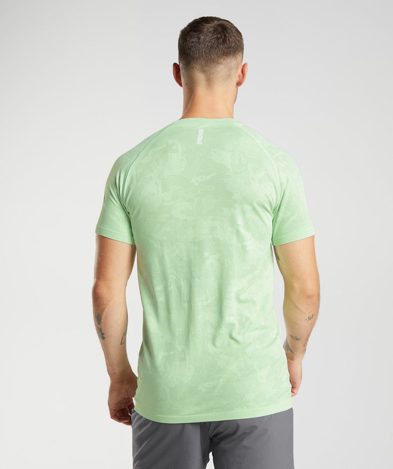 Men's Gymshark Geo Seamless T-Shirts Green | USA  8231-RLBTS