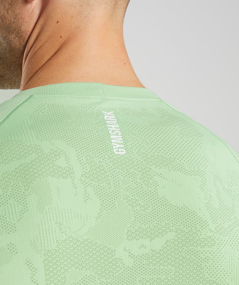 Men's Gymshark Geo Seamless T-Shirts Green | USA  8231-RLBTS