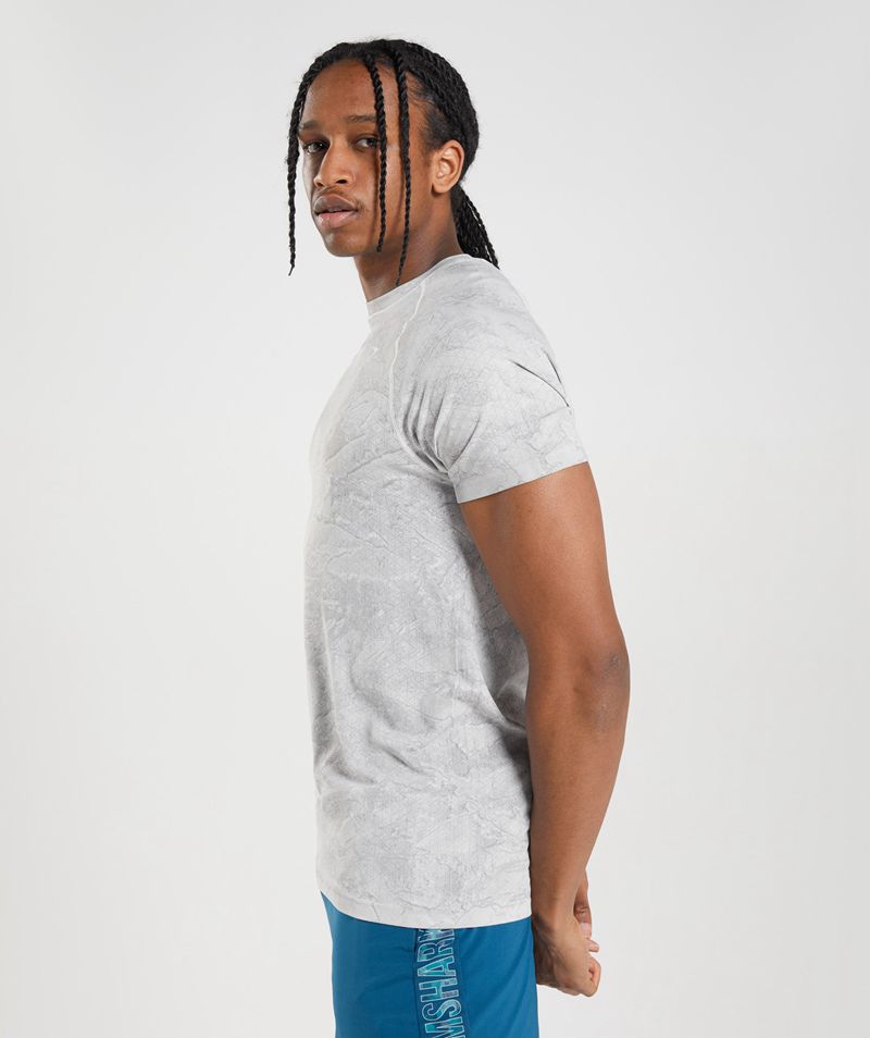 Men's Gymshark Geo Seamless T-Shirts Light Grey | USA  2480-PQGUB