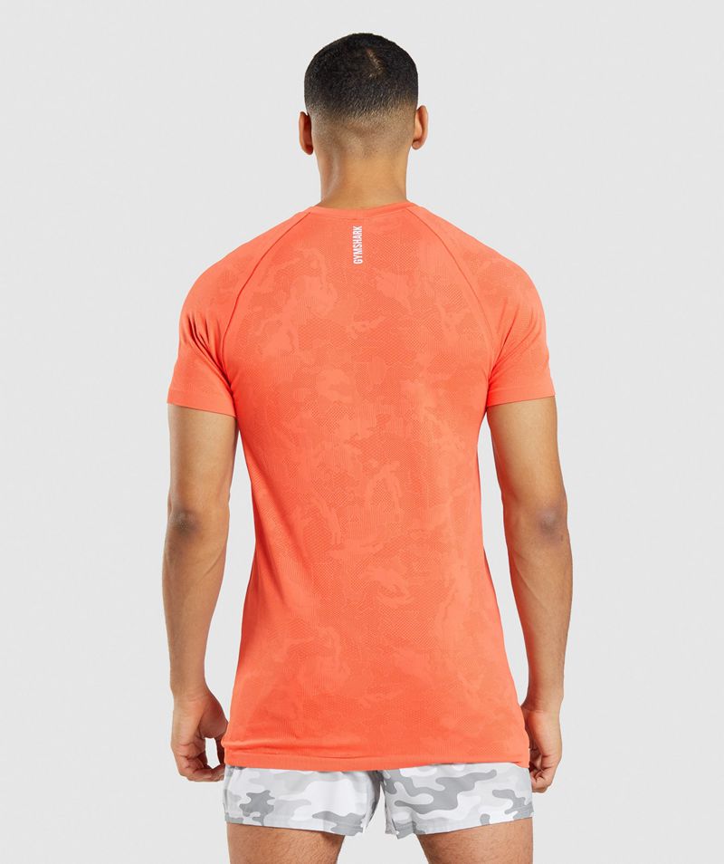 Men's Gymshark Geo Seamless T-Shirts Orange | USA  0687-OJDGC